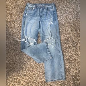 Straight leg, distressed jeans